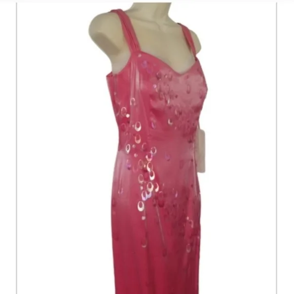 Nadine Dress Vintage 90s Loop & Round Sequins Marilyn Monroe Pink Size 7 - Picture 3 of 10